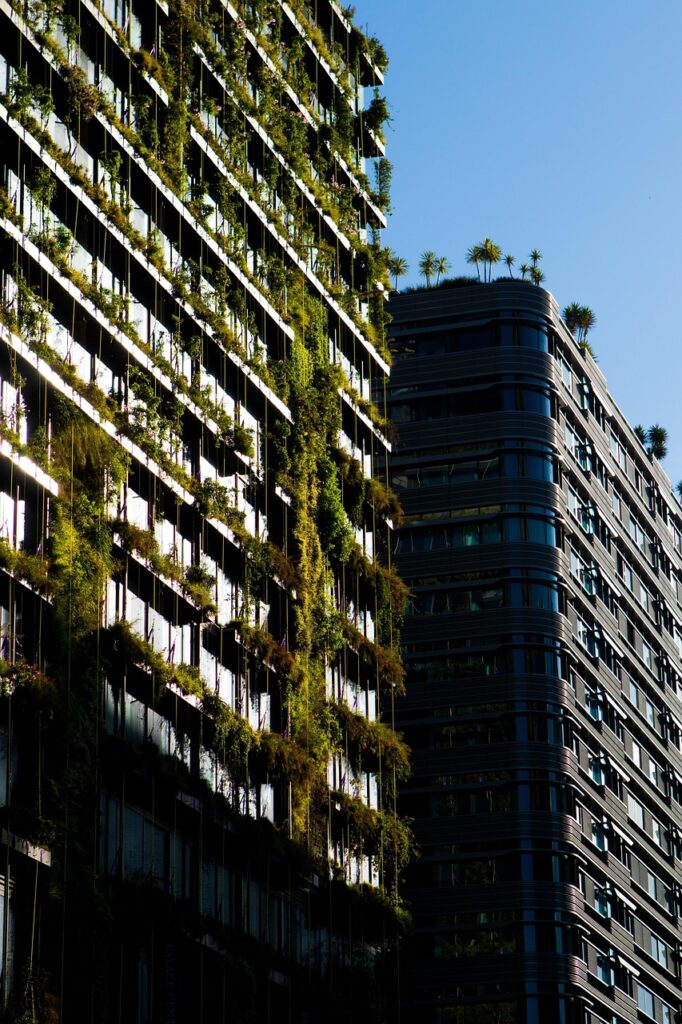 architecture, building, skyscraper, plants, green, modern, nature, hanging garden, garden